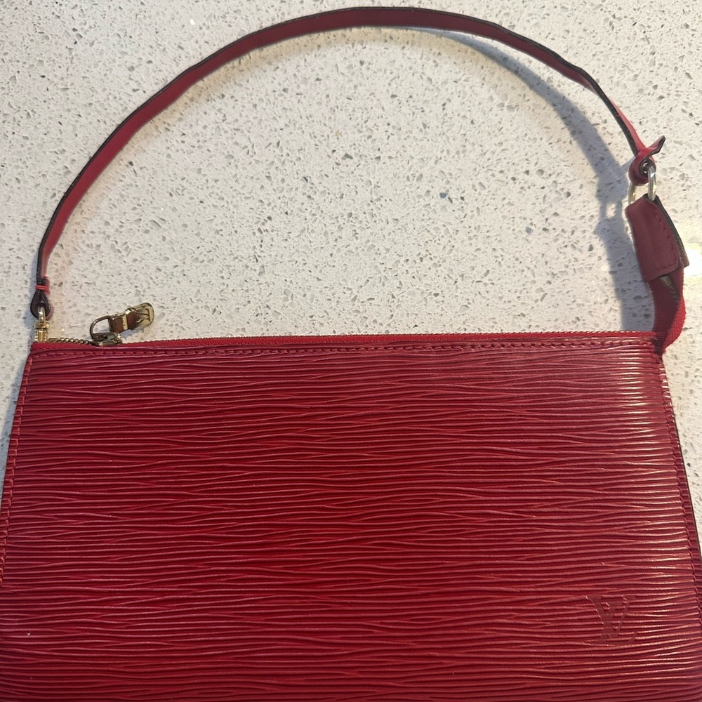 LV red Epi leather pochette